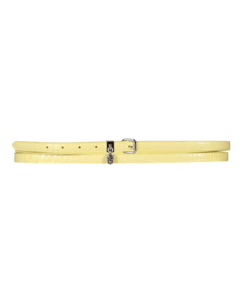 Alexander McQueen Skull and Pavè Double Belt — Yellow Yellow