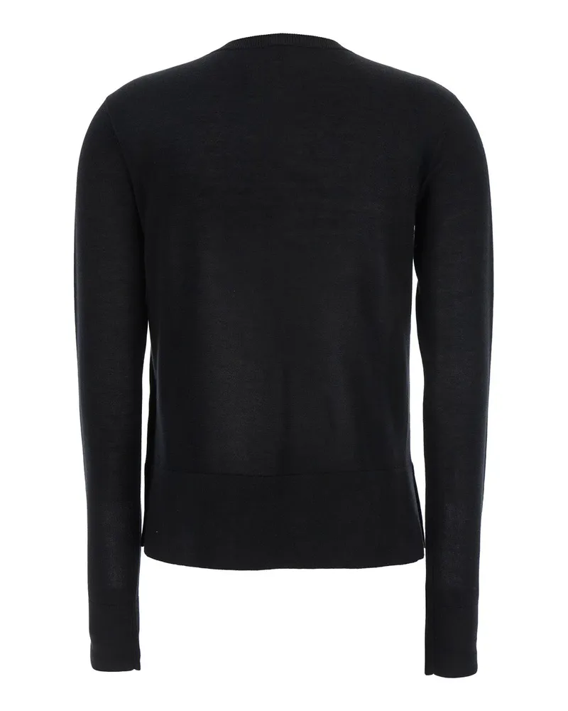 Totême Women's Black Crewneck Cardigan With Logo Detail Lyocell Tops Top Black