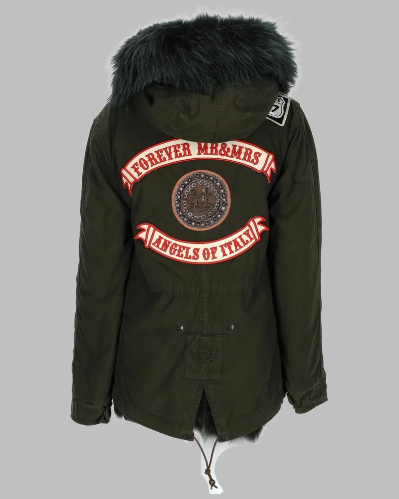 Mr & Mrs Italy Hood and Logo Patch Jacket — Green Green