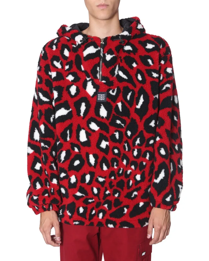 MSGM Shearling Jacket — Red Red