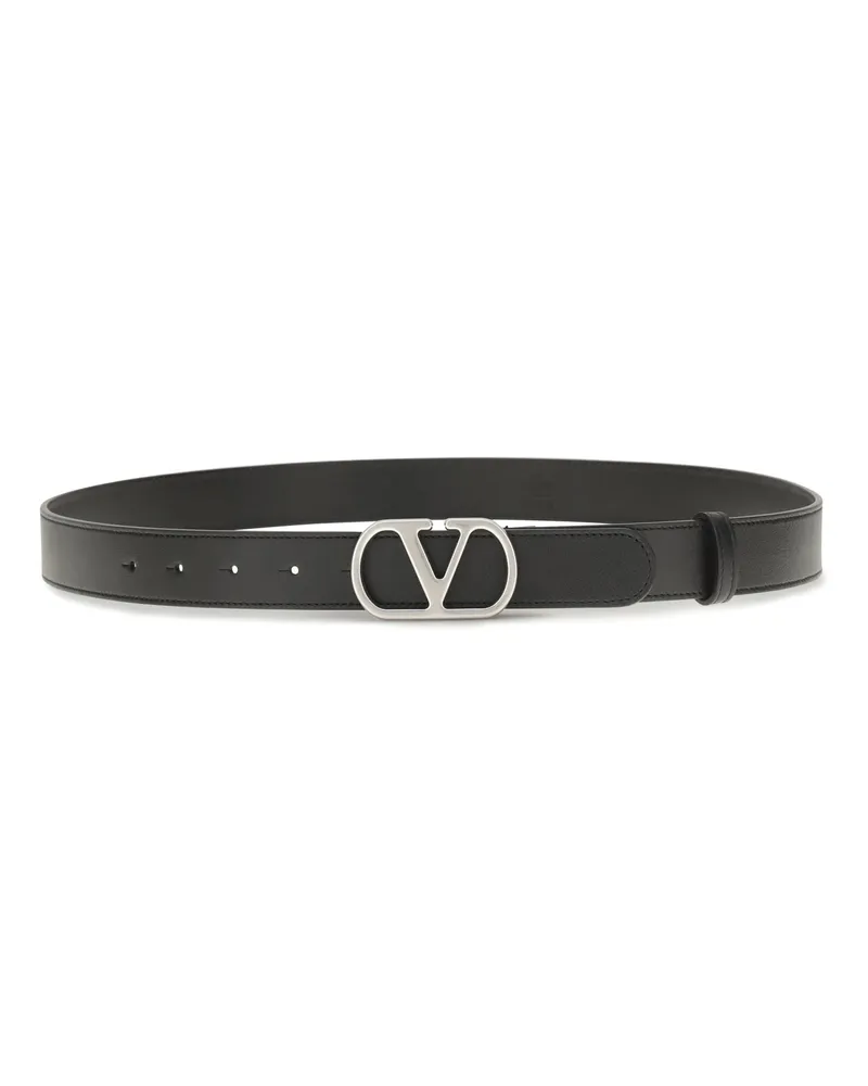 Valentino Garavani Men's Vlogo Signature Leather Belt Nero Calf Bos Taurus E Braces Black