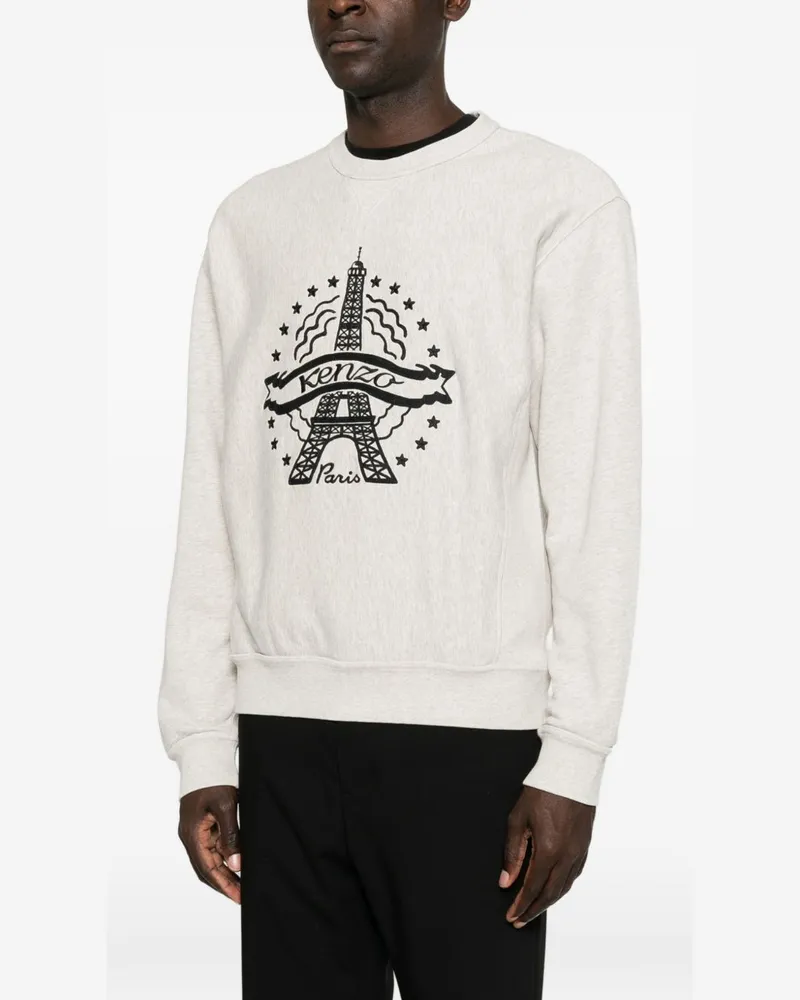 Kenzo Eiffel Tower-Embroidered Cotton Sweatshirt — Grey Grey