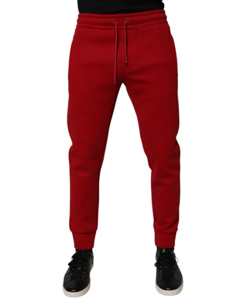 Dolce & Gabbana Men's Red Cotton Jogger Jogging Pants Nylon Red