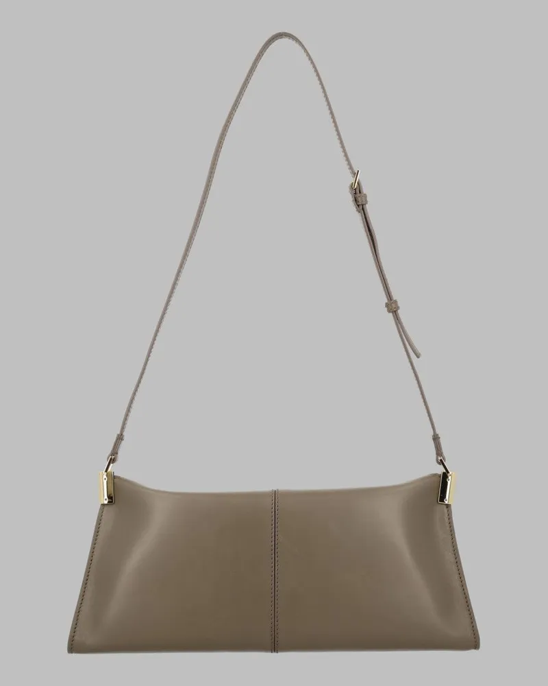 Balmain Calfskin Leather Shoulder Bag — Beige Beige