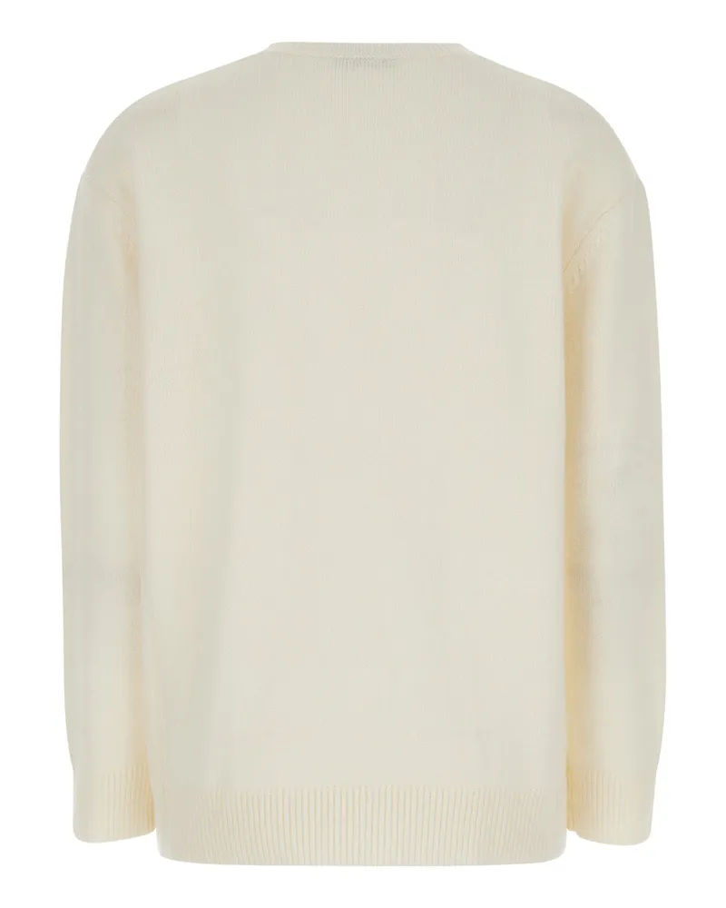 Max Mara Women White Wool And Cashmere Sweater With Logo Tops Top White