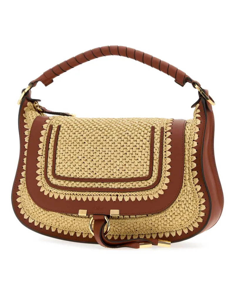 Chloé Marcie Raffia Shoulder Bag — Brown Brown