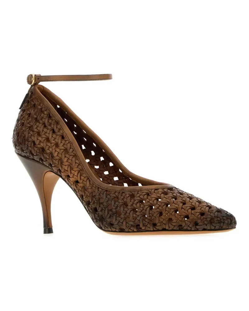 Miu Miu Women's Brown Leather Pumps Cognac Exterior: Calf Scarpe Con Tacco High Heel Shoes Cognac