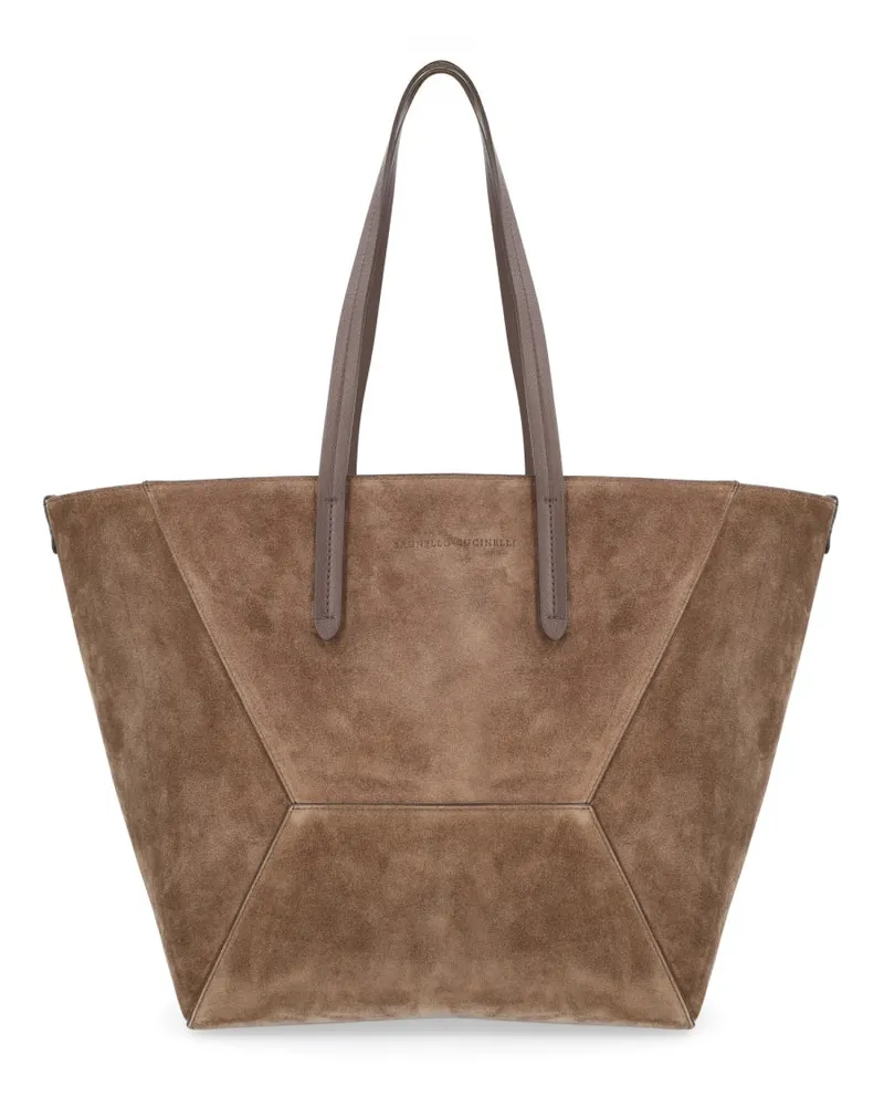 Brunello Cucinelli Calfskin Leather Tote Bag — Brown Brown