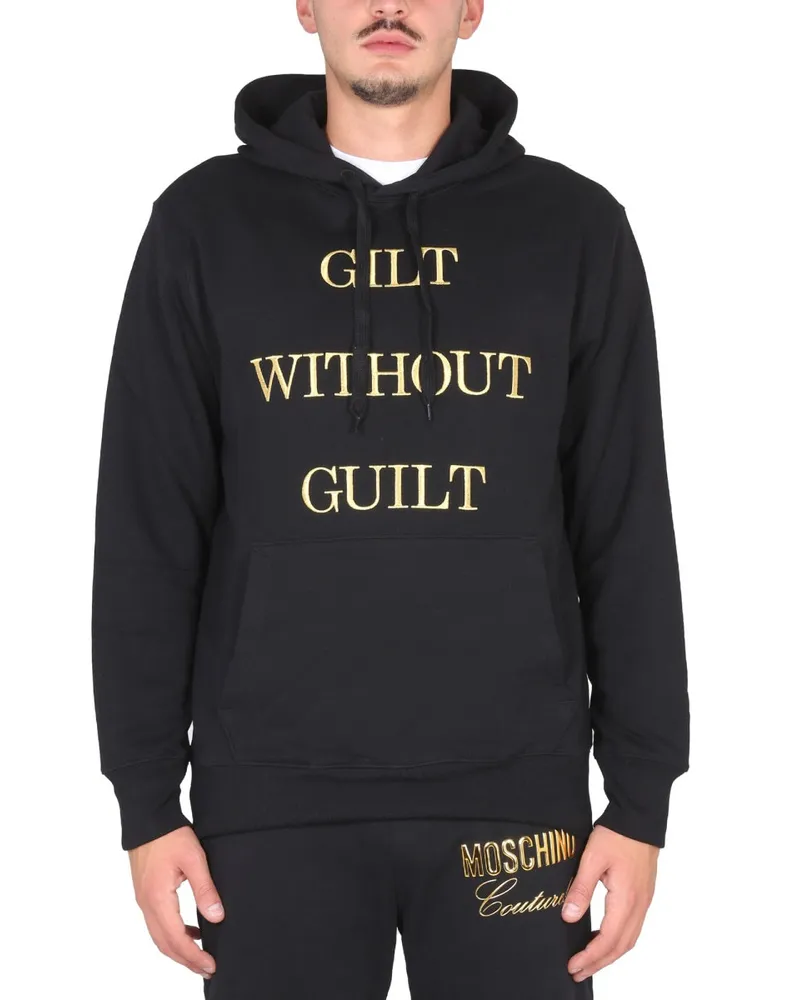 Moschino Cotton Hooded Sweatshirt — Black Black