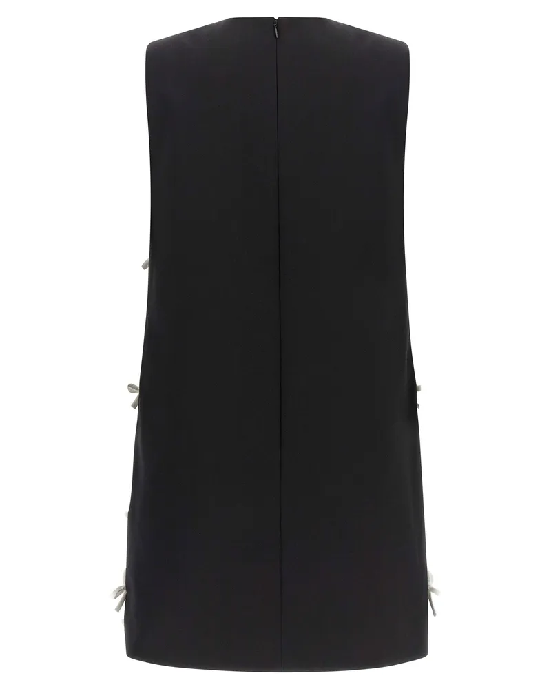 Moschino Bow-Embellished Virgin Wool Dress — Black Black