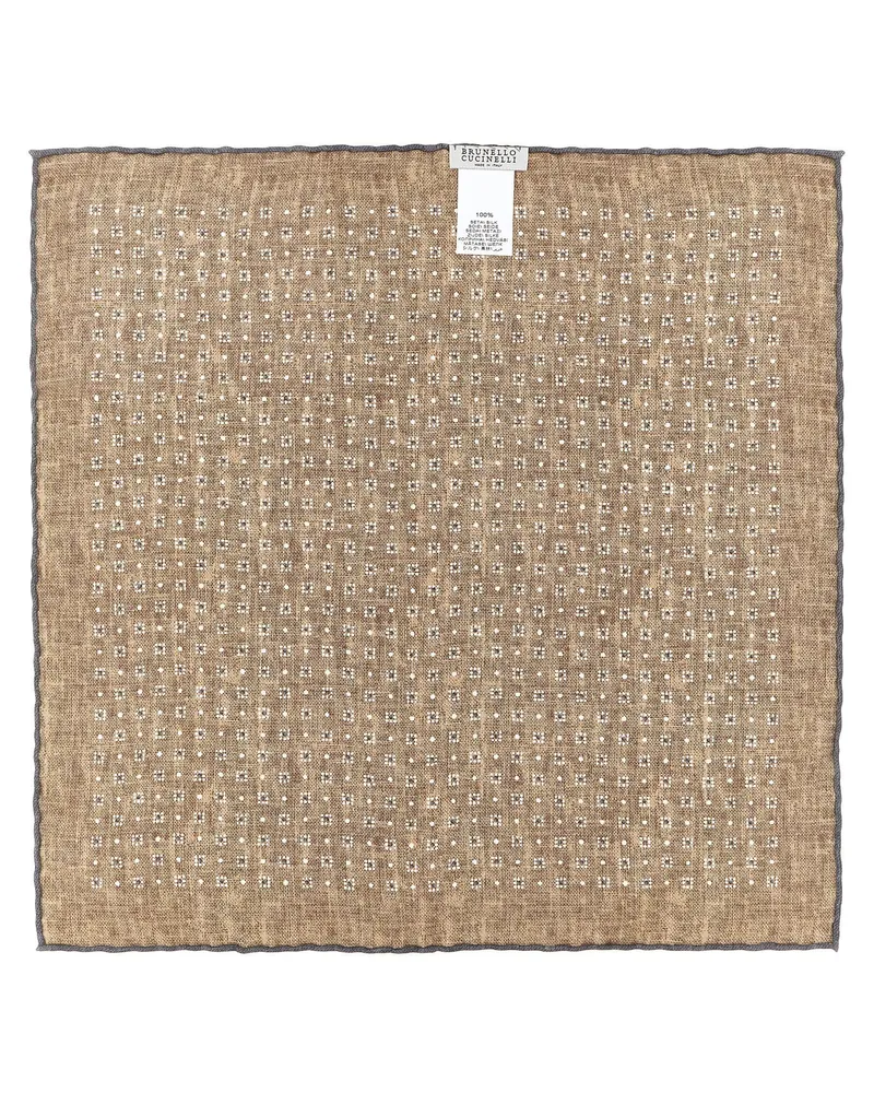 Brunello Cucinelli Silk Geometric Pattern Clutch — Gray Gray