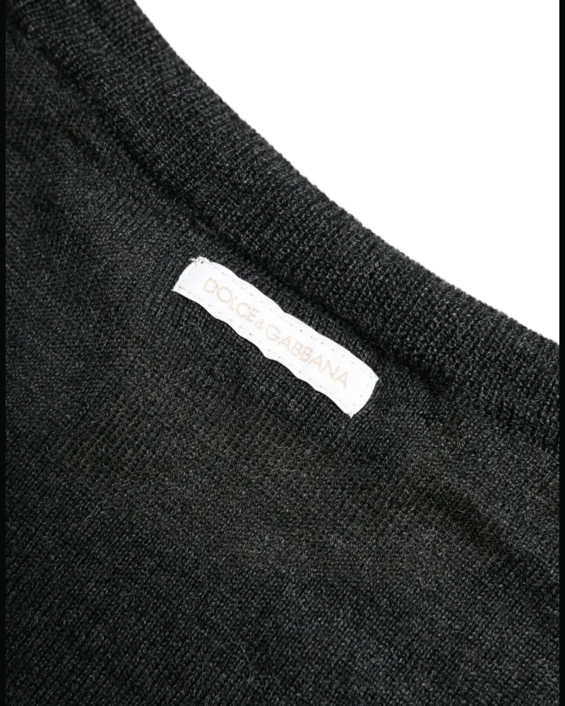 Dolce & Gabbana Men Wool Round Neck Sweater Gray Gray