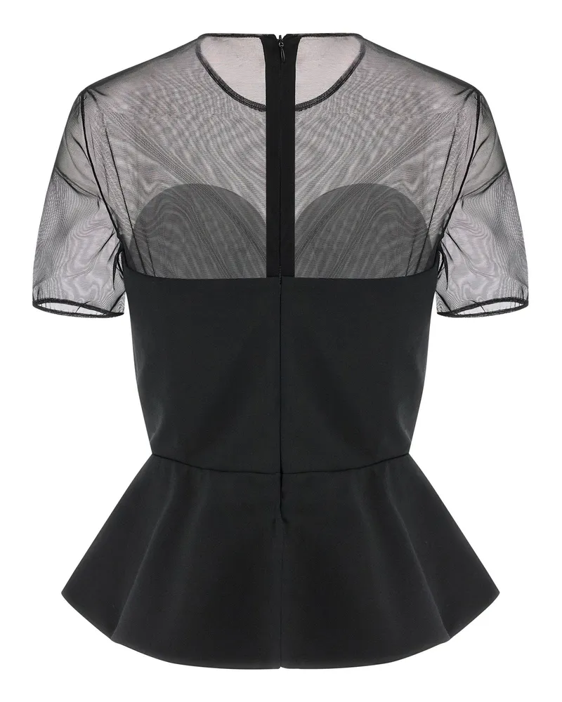Nensi Dojaka Tulle & Wool Bustier Bustier Top — Black Black