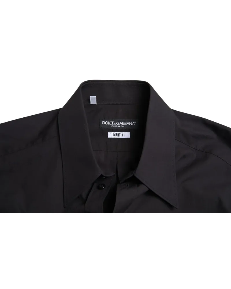 Dolce & Gabbana Black Cotton Men Long Sleeves Martini Shirt Black