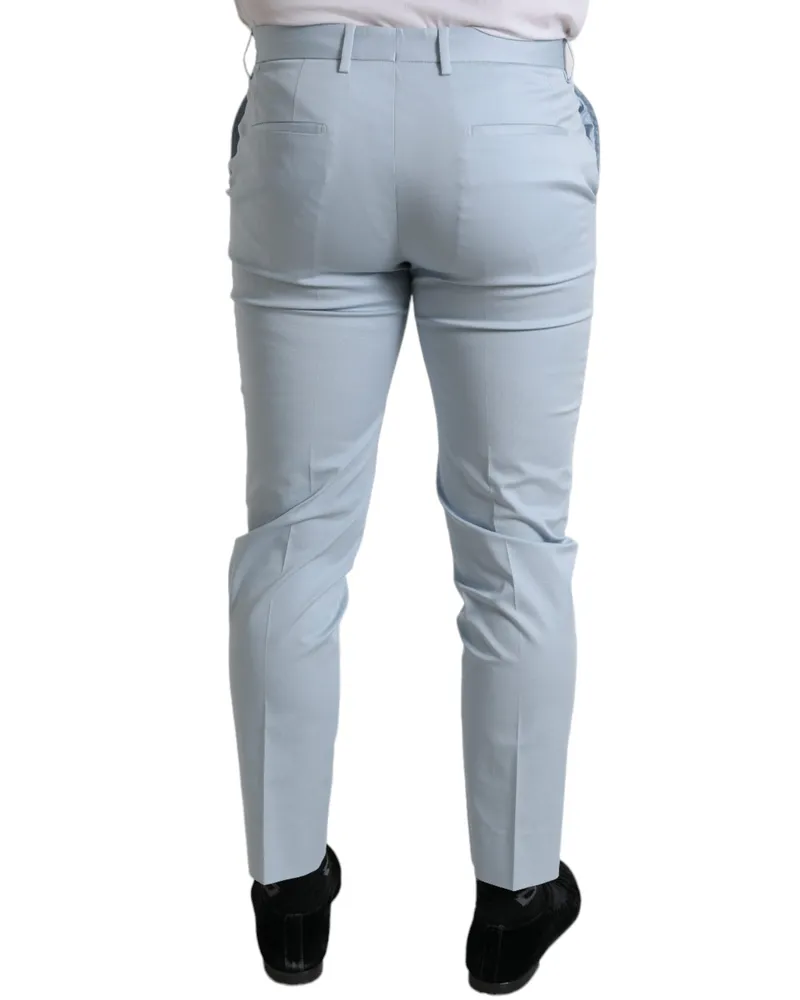 Dolce & Gabbana Men's Sky Blue Cotton Stretch Skinny Pants Light Elastane Light
