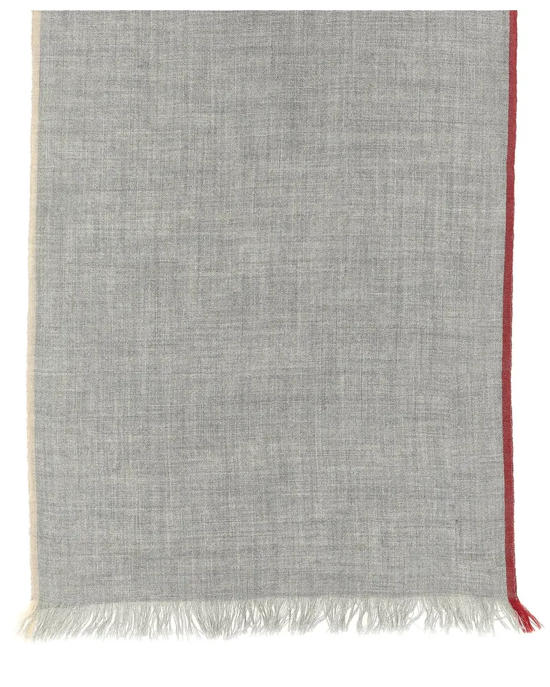 Brunello Cucinelli Cashmere-Silk Blend Scarf — Grey Grey
