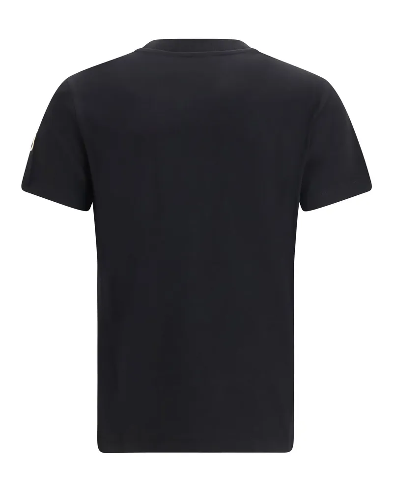 Moncler Logo-Embroidered Cotton T-Shirt — Black Black