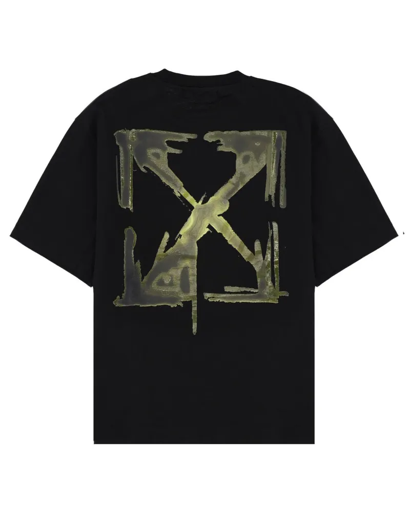 OFF-WHITE Logo-Embroidered Cotton T-Shirt — Black Black