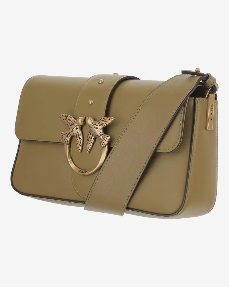Pinko Women's Shoulder Bag Love One Mini Pinecone Leather Beige