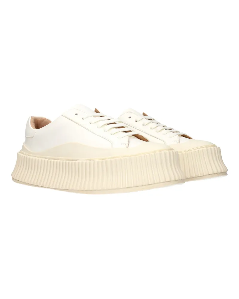 Jil Sander Women's White Leather Platform Sneakers White