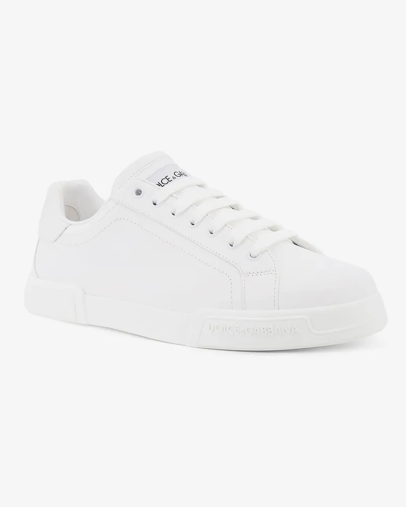 Dolce & Gabbana Men's Sneakers Portofino Black Leather Trainers White