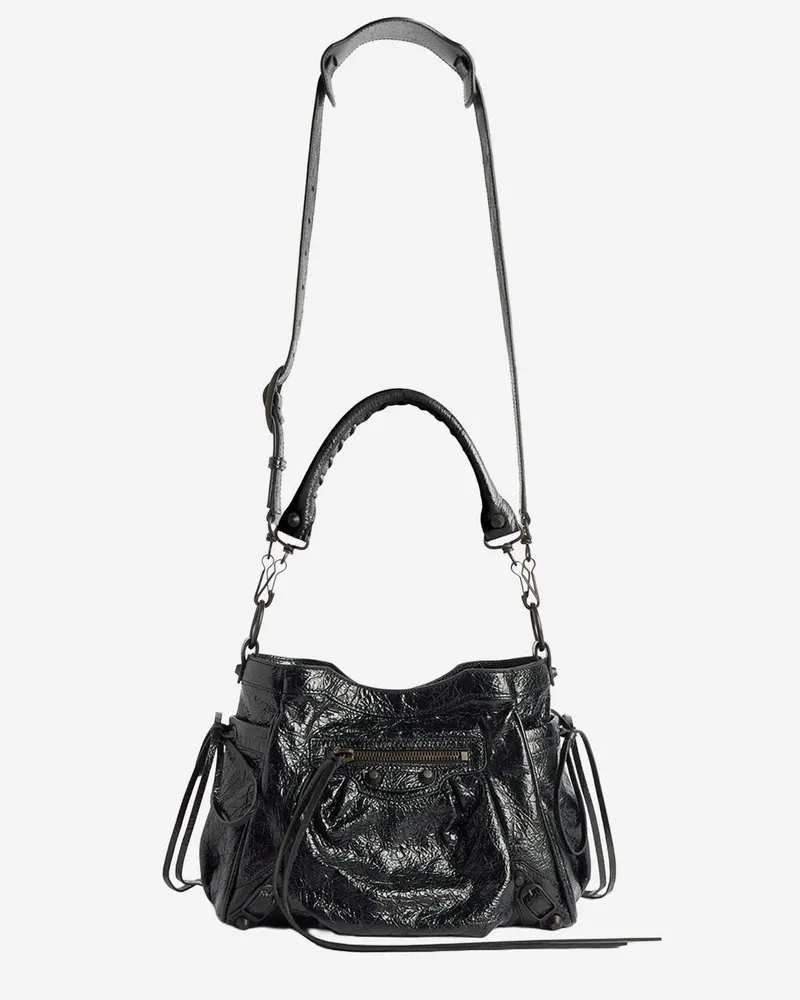 Balenciaga Women's Bucket Bag Le City Leather Black Domesticated Lamb Shoulder Black