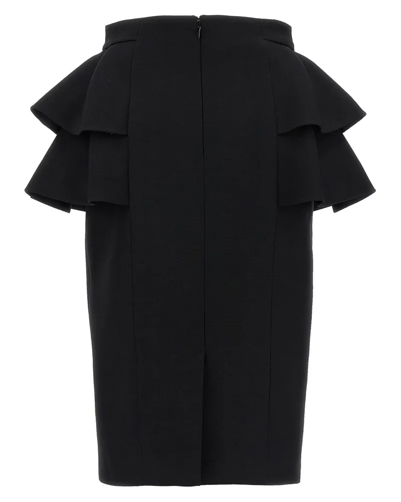 Valentino Garavani Tiered Ruffle Crepe Skirt — Black Black