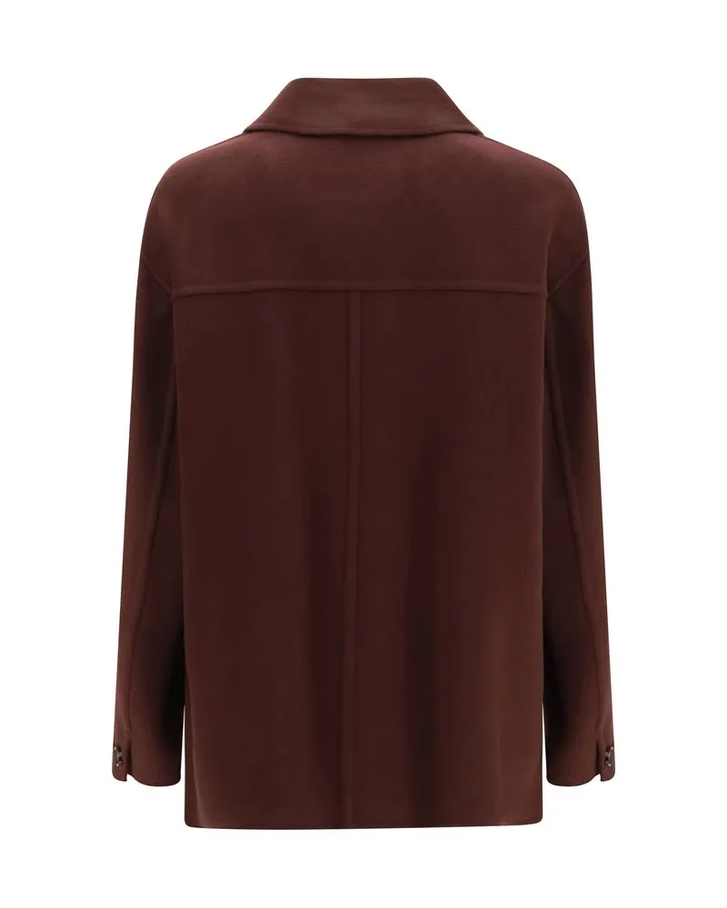 Max Mara Women's Bordeaux Wool Oves Aries Coat Clothing Bordeaux