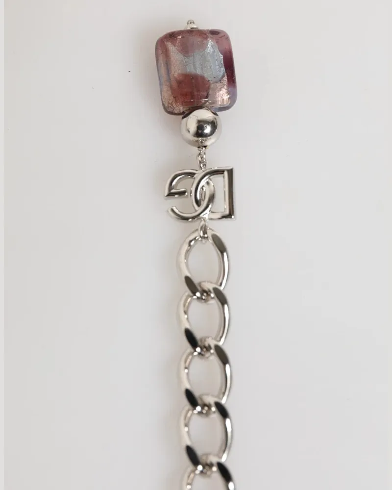 Dolce & Gabbana Women's Multicolor Murano Glass Beads Brass Zamak Necklace Multicolor