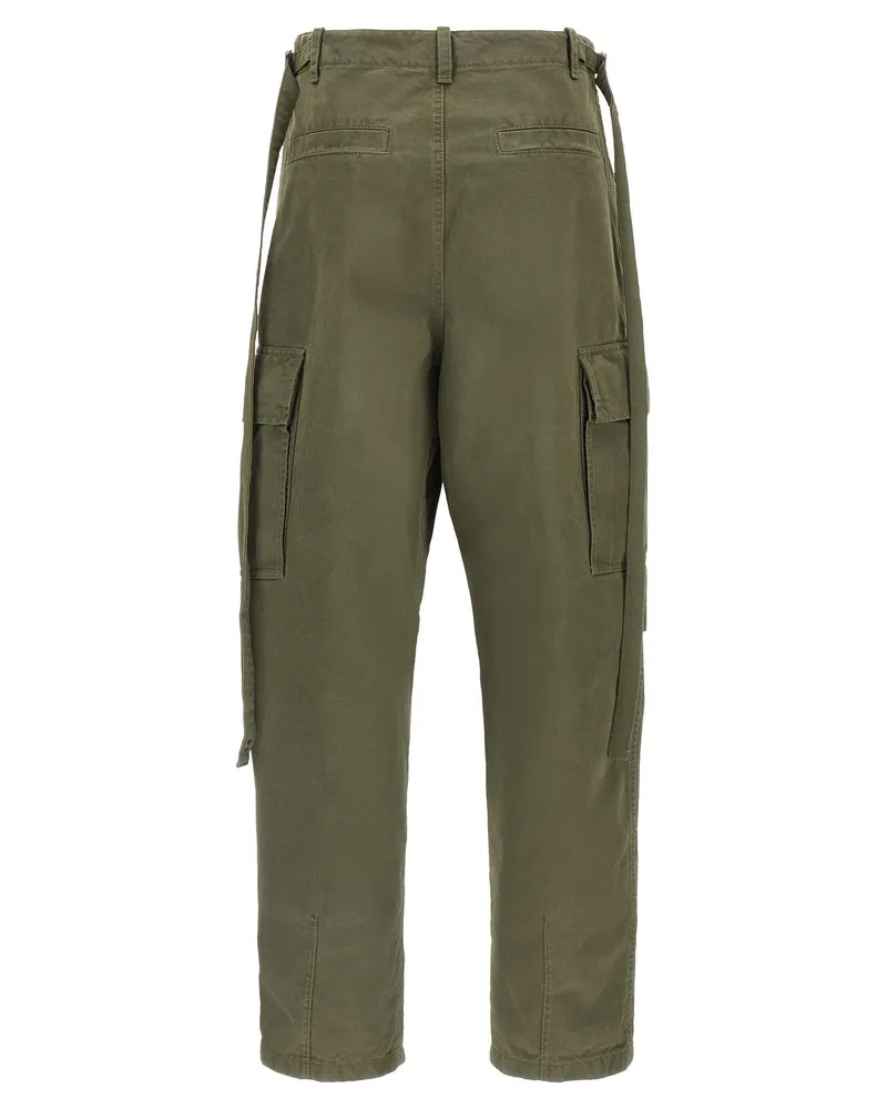 Fendi Double Stitch Embroidery Cargo Pants — Olive Olive