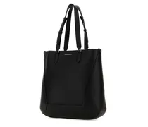 Pebbled Calf Leather Tote Bag — Black