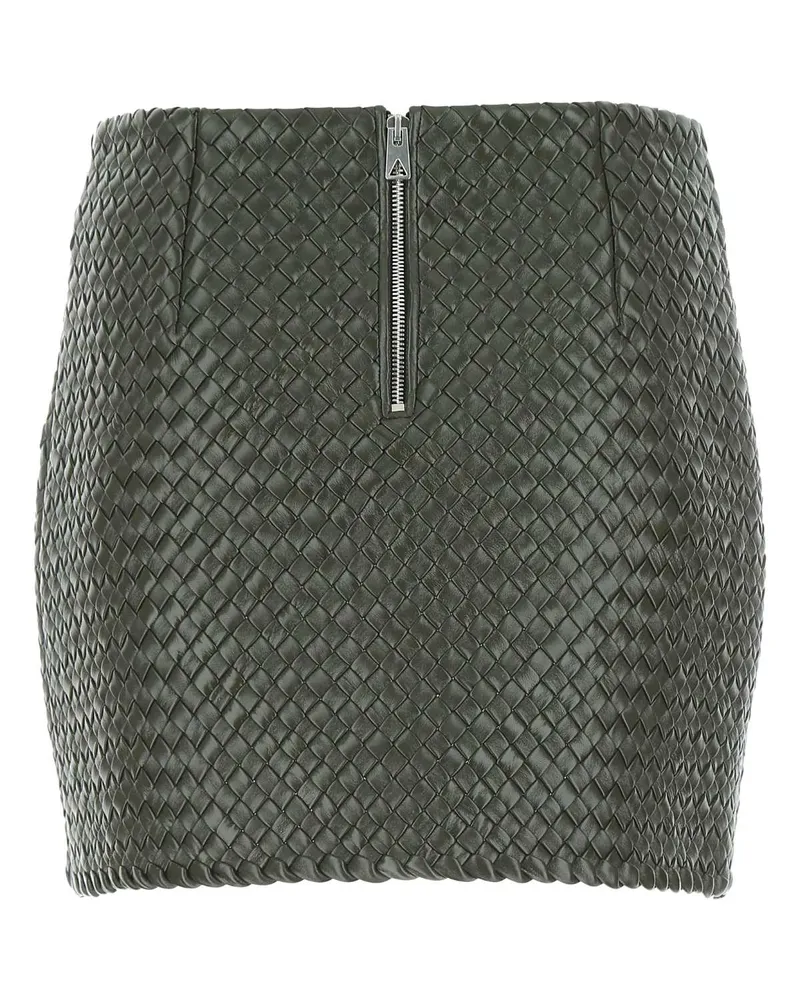 Bottega Veneta Women's Army Green Leather Mini Skirt 2275 Exterior: Gonne Green