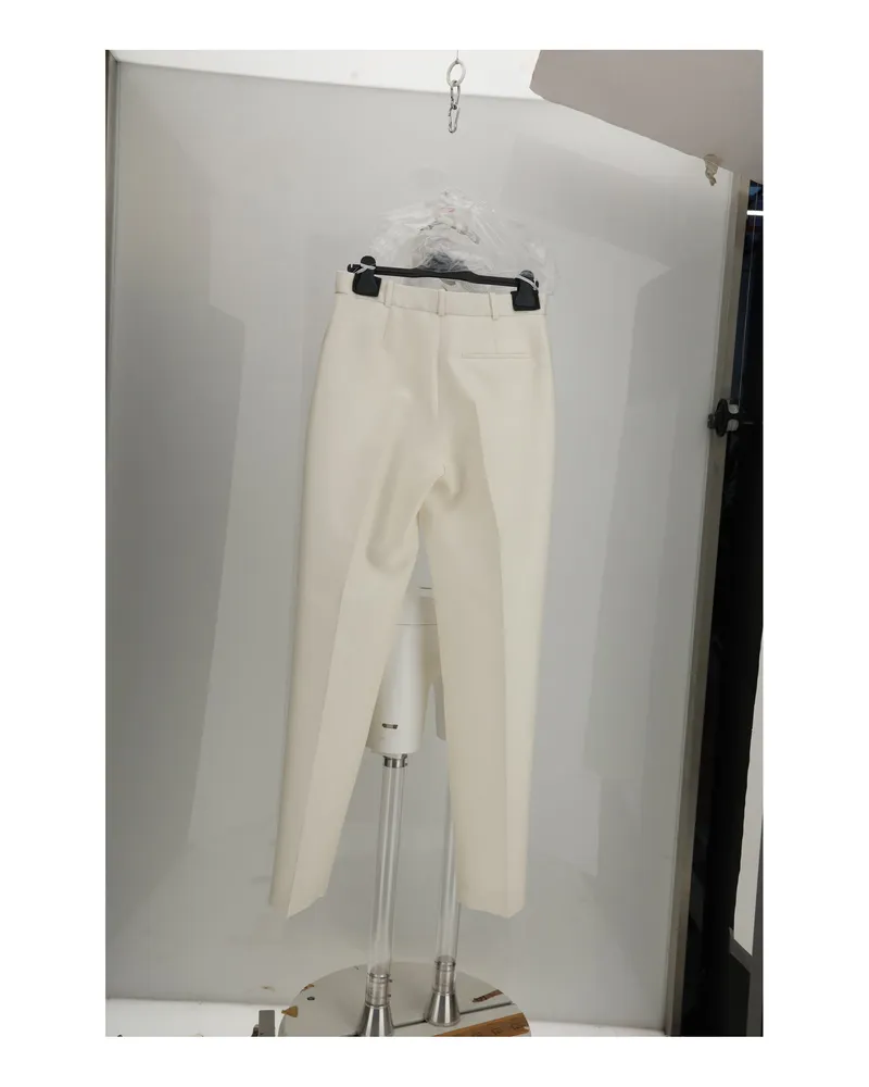 Dior Women's Trousers Db-Shantung White Silk White