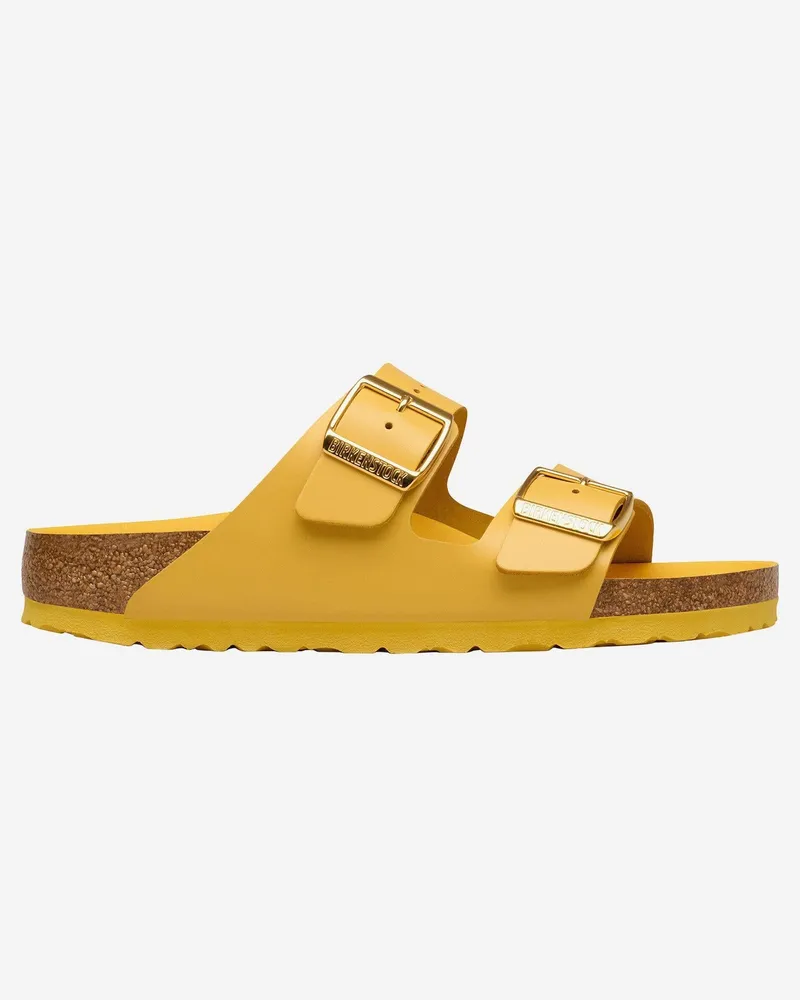 Birkenstock Unisex Leather Sandals Arizona Yellow Slippers Flat Shoes Yellow