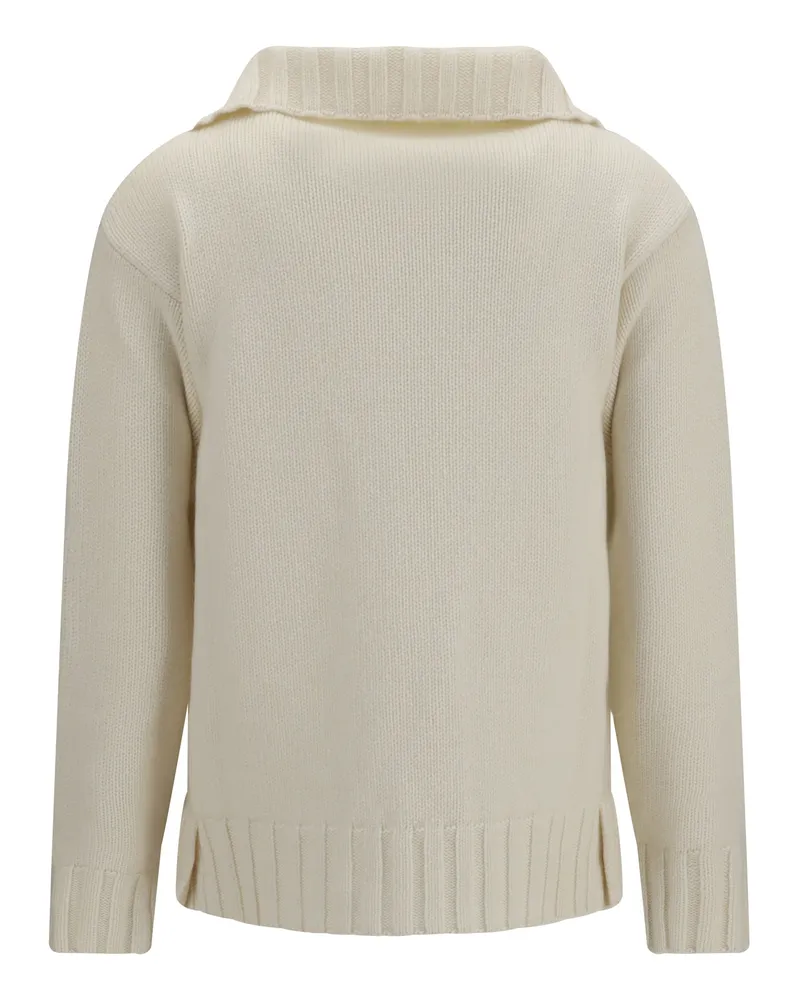 Ella Women's Ribbed Neck Sweater Panna Kashmir-Capra Hircus Kashmir/capra Beige