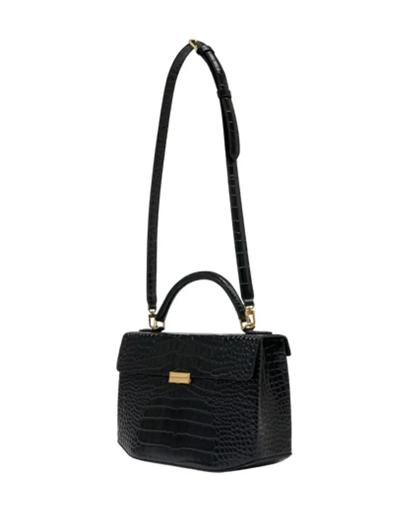 Totême Women's Box Top Handle Purse -  Leather Black Calfskin Bags Handbags-Purses Black