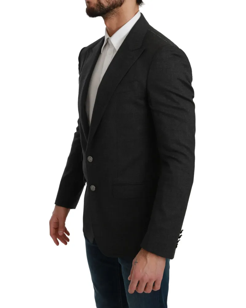 Dolce & Gabbana Men Gray Napoli Slim Fit Jacket Wool Blazer Nylon Cashmere Elastane Clothing Gray