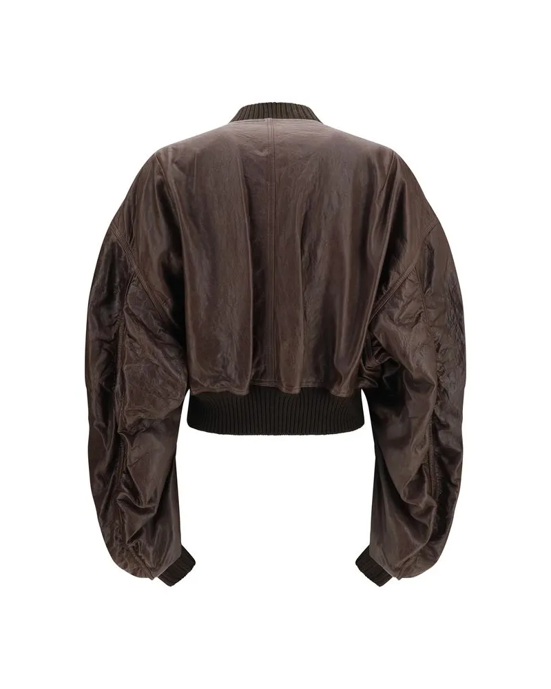 Rick Owens Women's Brown Calf Leather Bos Taurus Bomber Clothing Brown