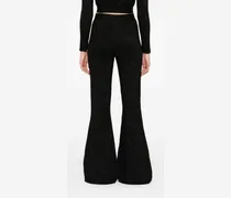 Logo Lurex Flared Trousers — Black