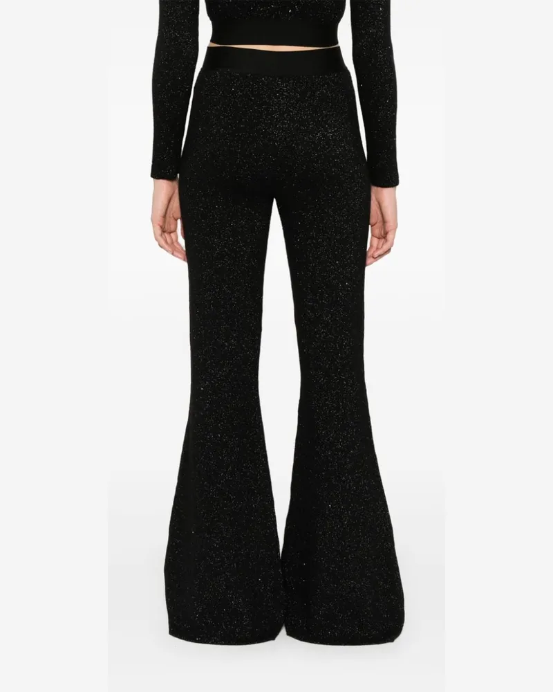 Palm Angels Logo Lurex Flared Trousers — Black Black