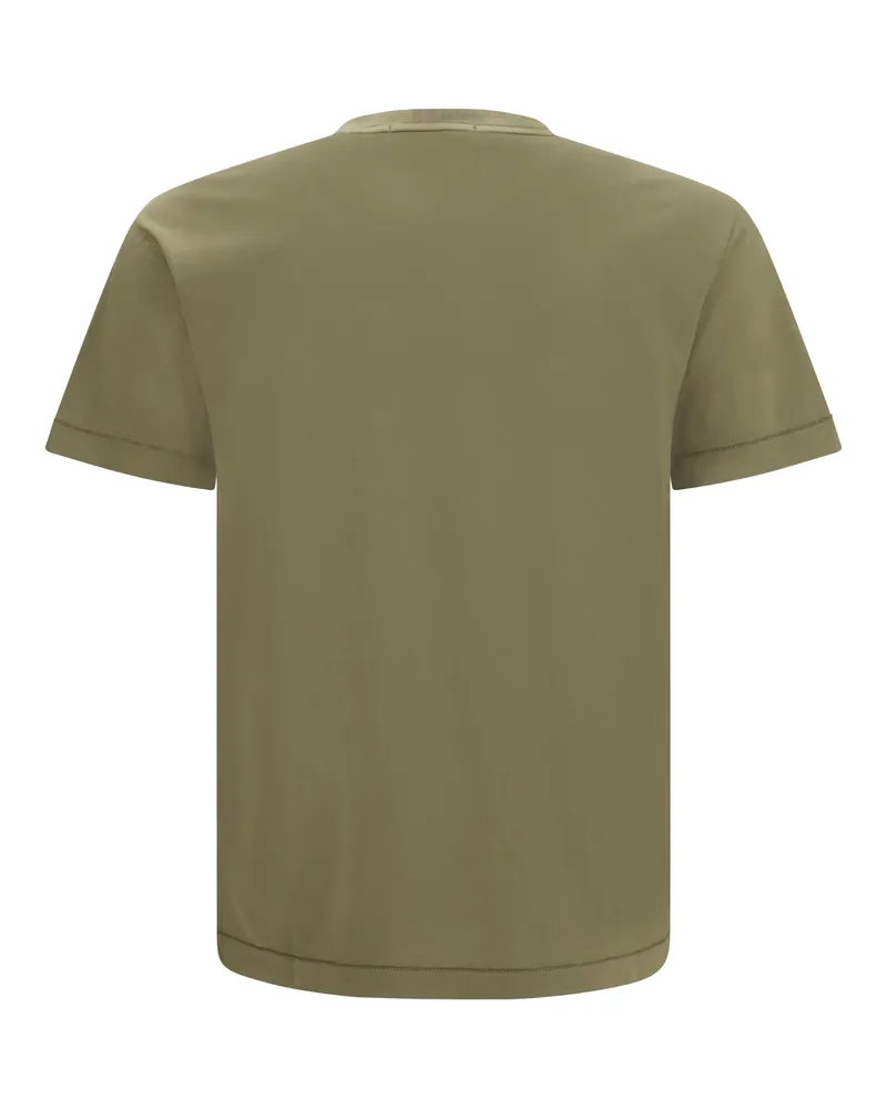 Stone Island Men's Logo Patch T-Shirt Military Green Cotton T-Shirts And Polos Green
