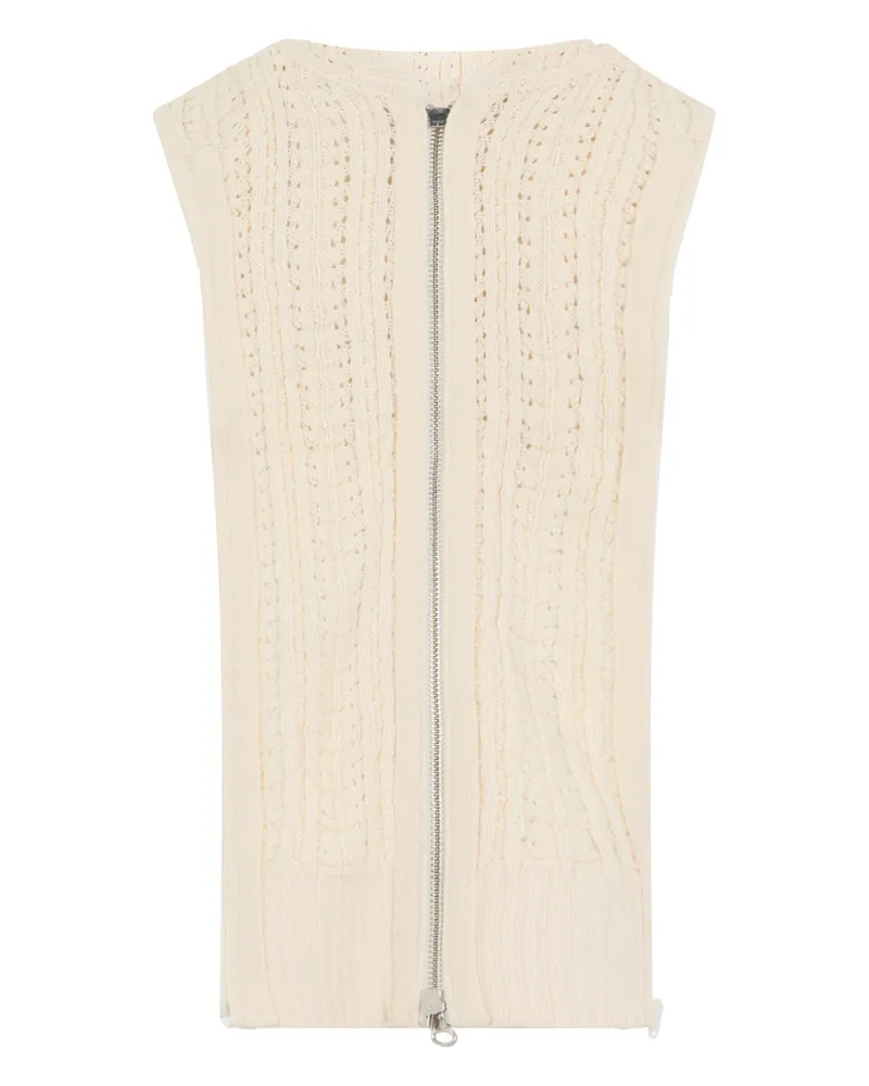 Veronica Beard Hooded Sleeveless Cardigan — Beige Beige