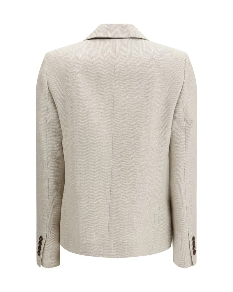 Brunello Cucinelli Women's Beige Linen Blazer Clothing Beige