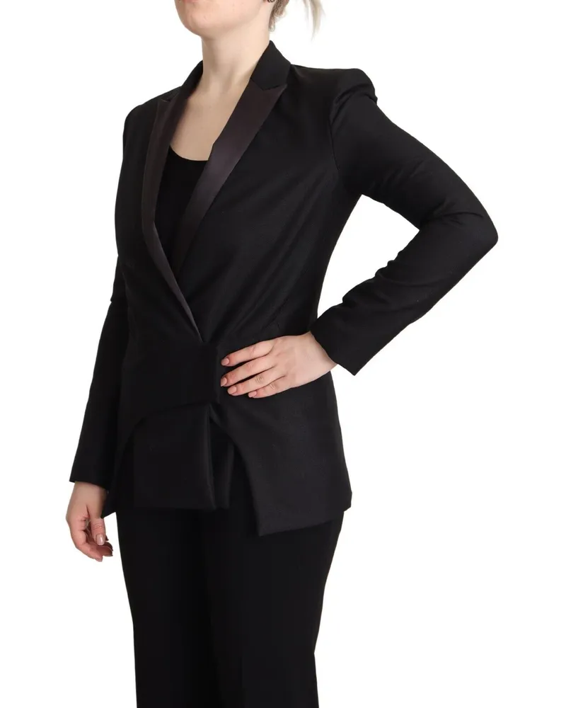 CoSTUME NATIONAL Women Black Long Sleeves Double Breasted Jacket Cotton Blend Clothing Black