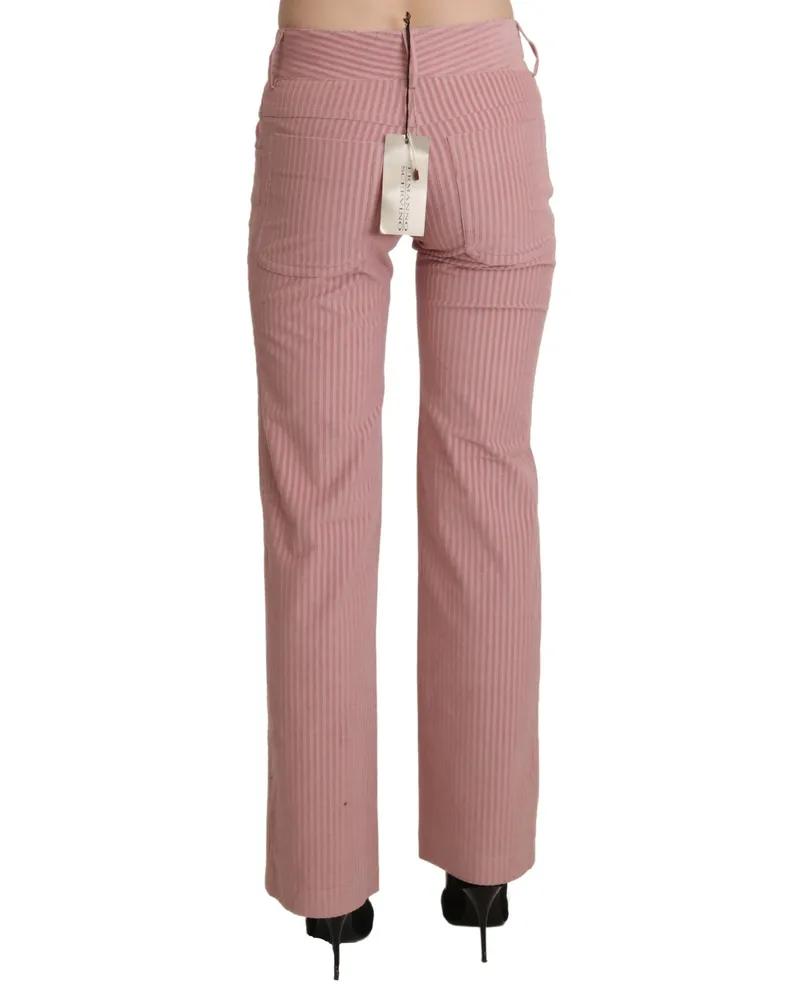 Ermanno Scervino Women Pink Mid Waist Straight Trouser Cotton Pants Lycra Pink