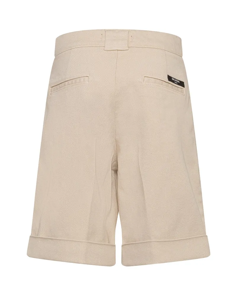 Balmain Tailored Cotton Bermuda Shorts — Beige Beige