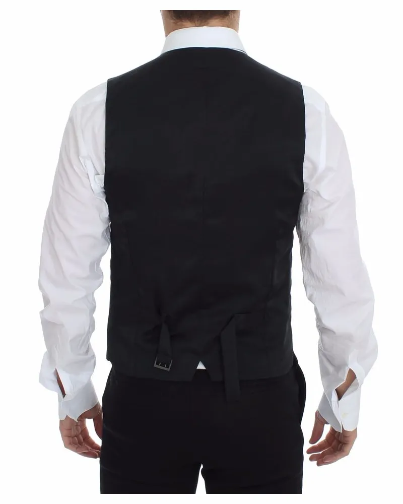 Dolce & Gabbana Men's Gray Wool Stretch Dress Vest Blazer Polyester Gray