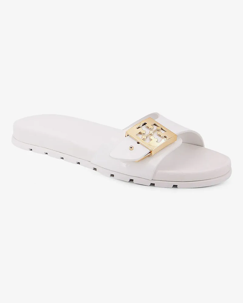 Tory Burch Women's Slide Sandals Patent Synthetic Leather White Upper: Polyester White