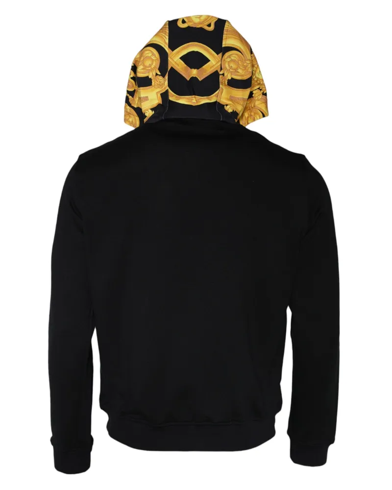 Versace Men's Black Medusa Print Cotton Full Zip Hoodiesweatshirt Sweater Clothing Black