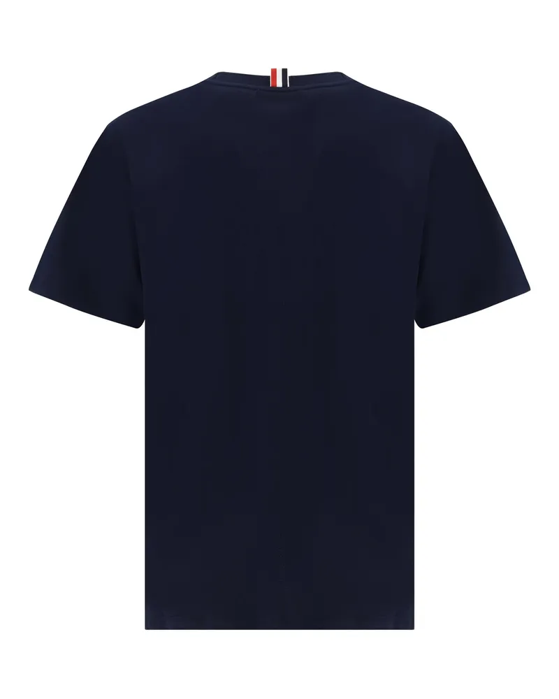 Thom Browne Men's Short Sleeve Crewneck T-Shirt Navy Cotton T-Shirts And Polos Navy